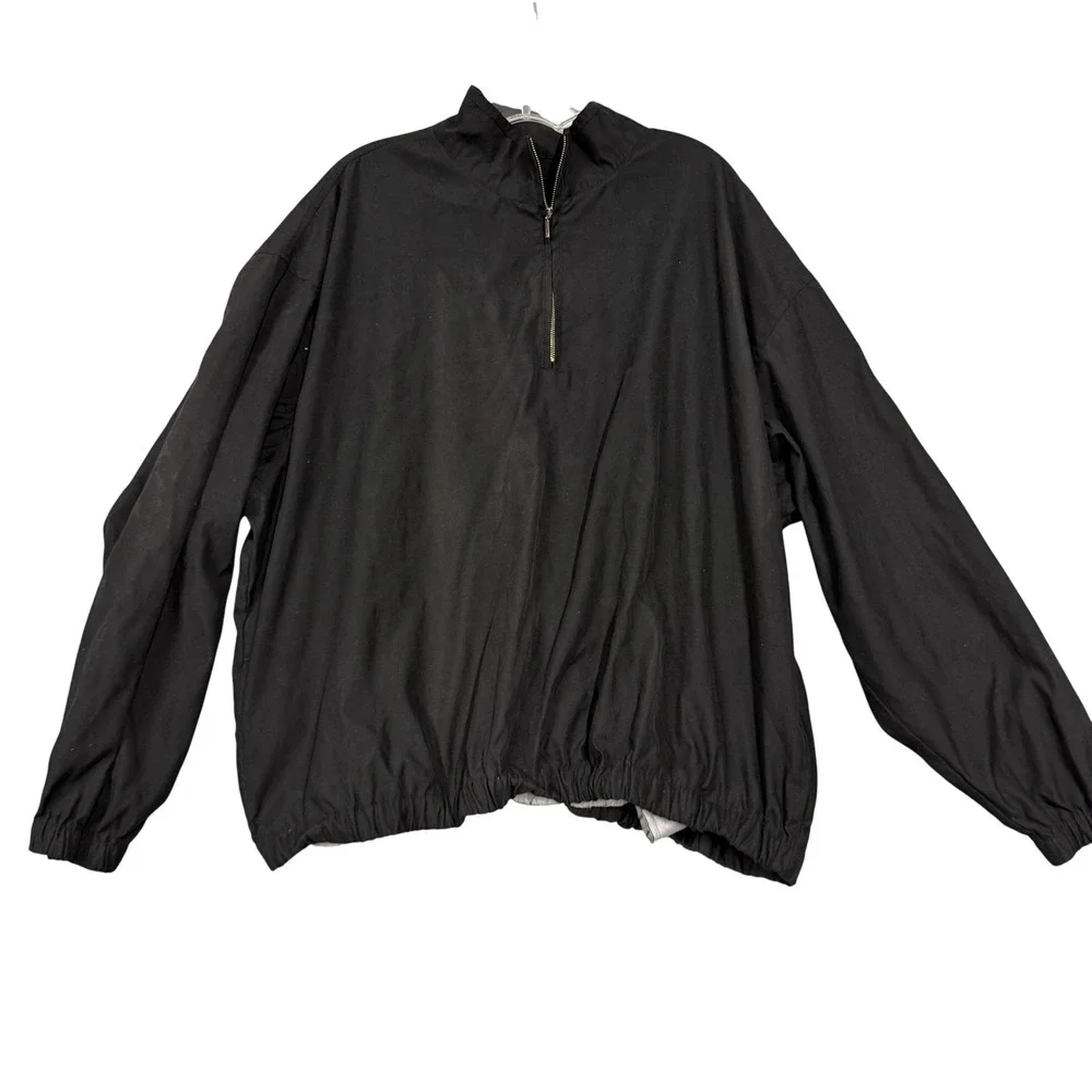Eddie Bauer Golf Jacket Womens XXL Black Half Zip Windbreaker Pullover Mock Neck